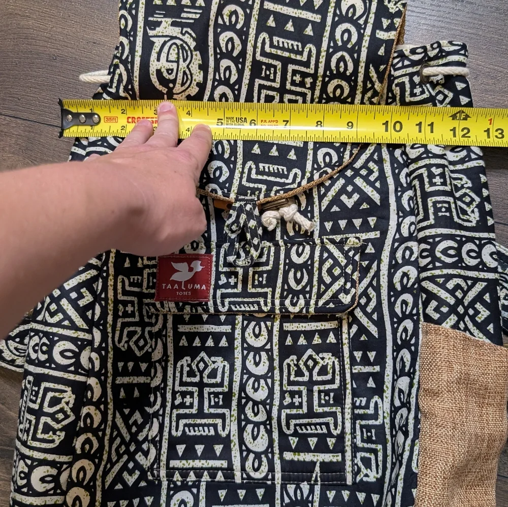 Taa Luma Totes Black Cream Patterned Boho Backpack